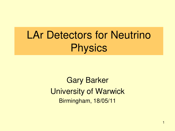 lar detectors for neutrino physics