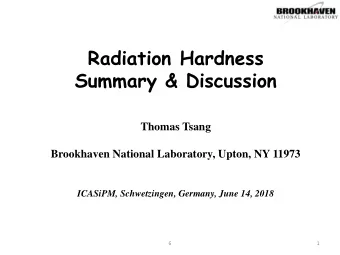 Summary &amp; Discussion  Thomas Tsang  Brookhaven National Laboratory, Upton, NY 11973  ICASiPM,