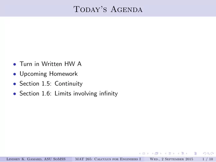 today s agenda
