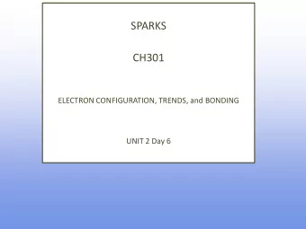 SPARKS  CH301  ELECTRON CONFIGURATION, TRENDS, and BONDING  UNIT 2 Day 6  Important Information
