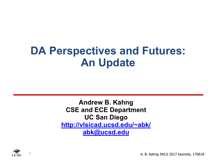 da perspectives and futures an update