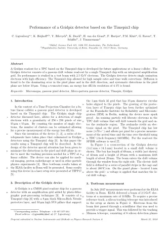 Performance of a Gridpix detector based on the Timepix3 chip C. Ligtenberg a,  , K. Heijhoff a,b