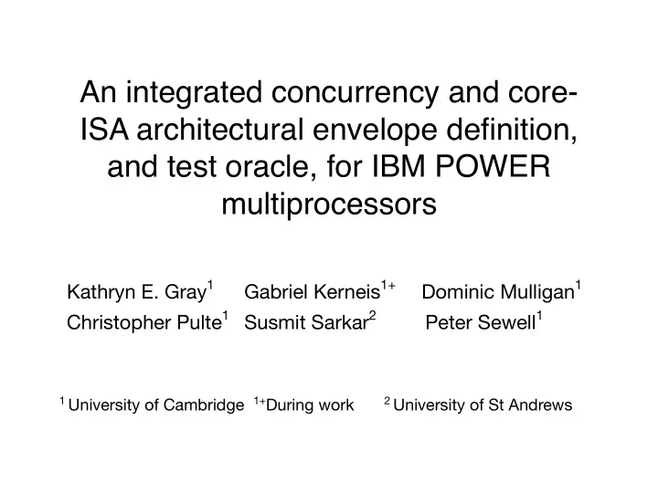an integrated concurrency and core isa architectural