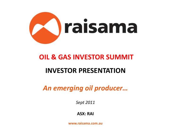 investor presentation