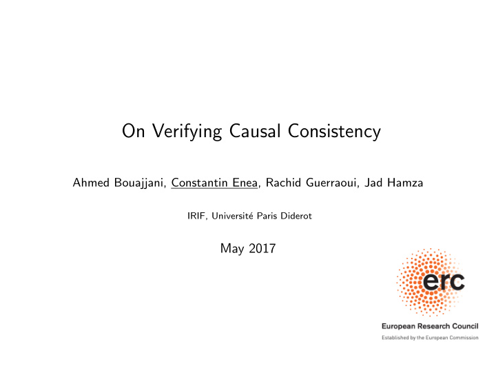 on verifying causal consistency