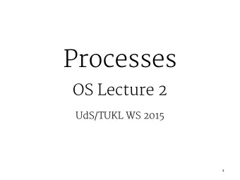 Processes  OS Lecture 2  UdS/TUKL WS 2015  1  Who am I?   Bjrn Brandenburg   bbb@mpi-sws.org