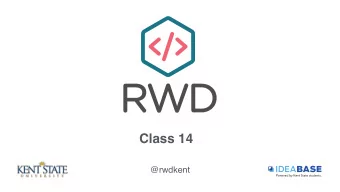 Class 14  @rwdkent  Overview  Favicon Exercise (15 min)  Break (5 min)  Pattern Libraries &amp;