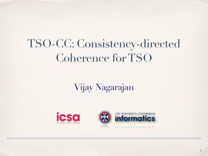 tso cc consistency directed coherence for tso