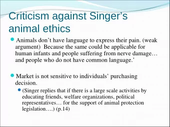 Criticism against Singers  animal ethics  Animals dont have language to express their