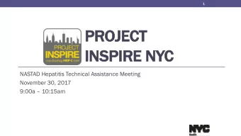PR  PROJE  JECT  INS  INSPIR  IRE NY  NYC NASTAD Hepatitis Technical Assistance Meeting November