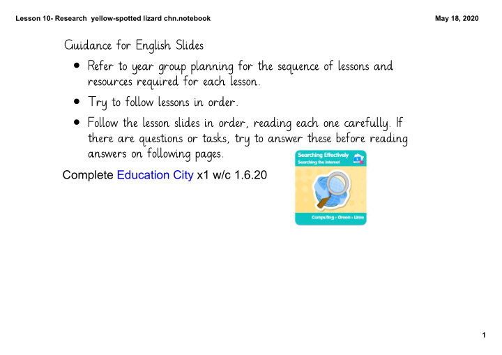 guidance for english slides refer to year group planning