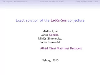 Exact solution of the Erd  os-S  os conjecture  Mikl  os Ajtai  J  anos Koml  os,  Mikl