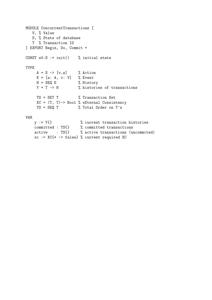 module concurrenttransactions v value s state of database