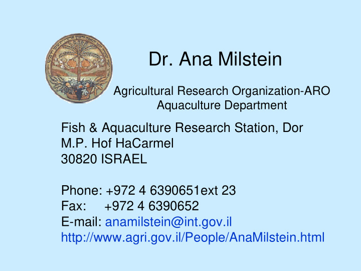 dr ana milstein