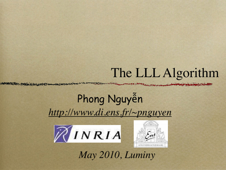 the lll algorithm