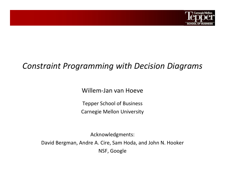 constraint programming with decision diagrams