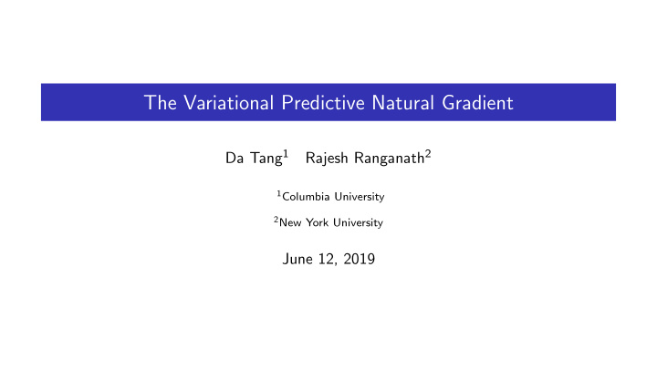 the variational predictive natural gradient