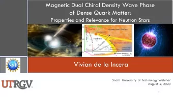 Vivian de la Incera  Sharif University of Technology Webinar  August 4, 2020  1  Outline  1. Why
