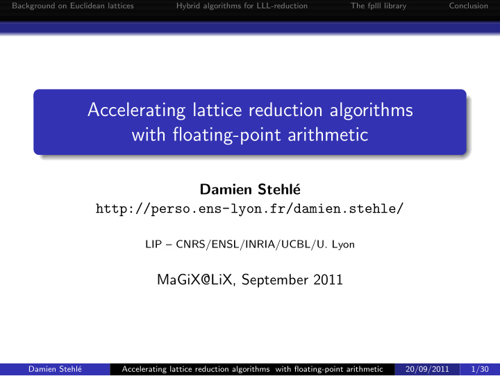 accelerating lattice reduction algorithms with floating