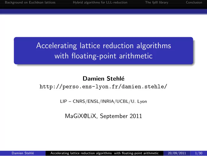 accelerating lattice reduction algorithms with floating