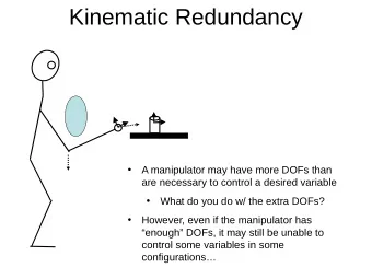 Kinematic Redundancy    A manipulator may have more DOFs than  are necessary to control a