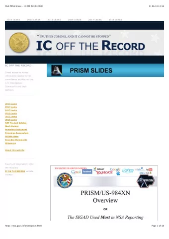 IC OFF THE RECORD:  Direct access to leaked  information related to the  surveillance activities of