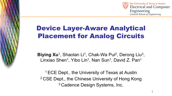 device layer aware analytical placement for analog