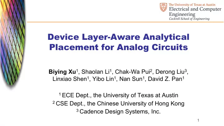 device layer aware analytical placement for analog