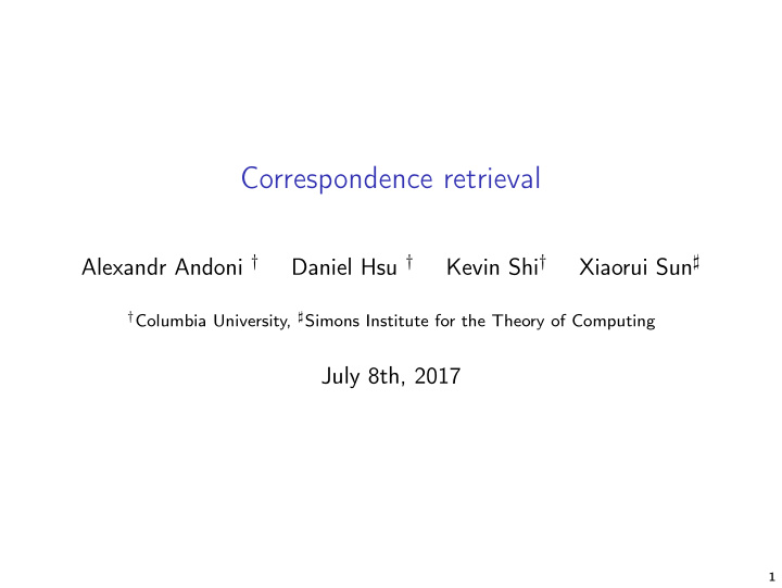 correspondence retrieval