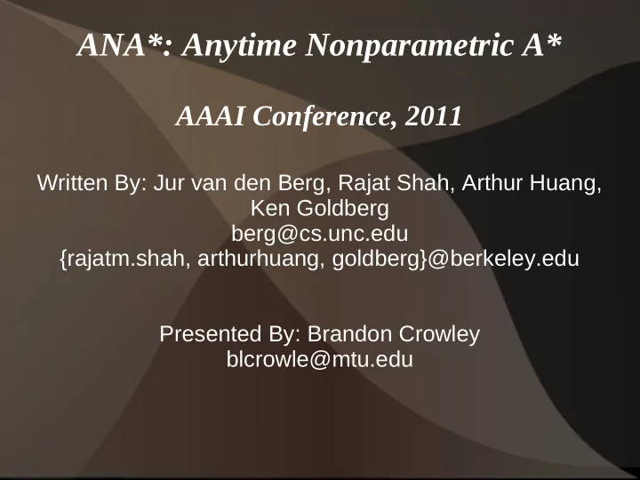 ana anytime nonparametric a