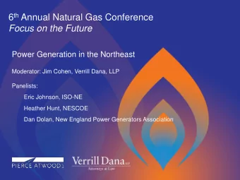 6 th Annual Natural Gas Conference  Focus on the Future  Power Generation in the Northeast