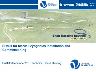 Status for Icarus Cryogenics Installation and  Commissioning  ICARUS December 2019 Technical Board
