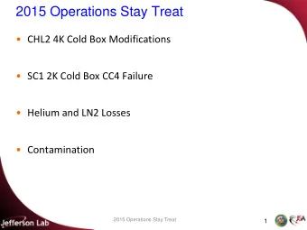 2015 Operations Stay Treat  CHL2 4K Cold Box Modifications  SC1 2K Cold Box CC4 Failure