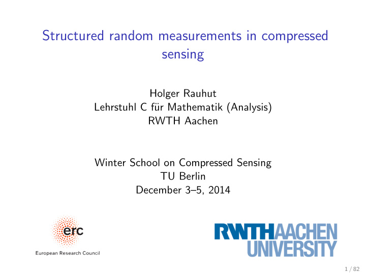structured random measurements in compressed sensing