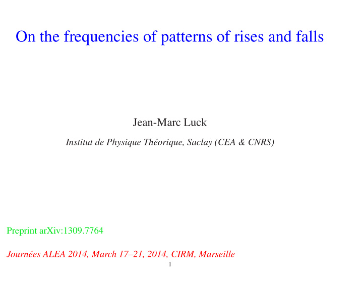 on the frequencies of patterns of rises and falls