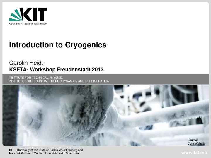 introduction to cryogenics