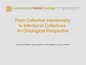 From Collective Intentionality  to Intentional Collectives:  An Ontological Perspective  Emanuele