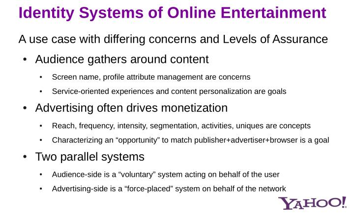 identity systems of online entertainment