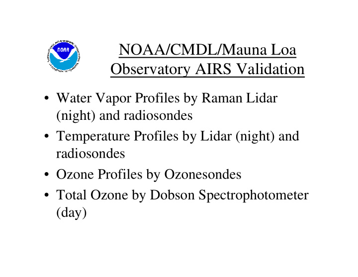 noaa cmdl mauna loa observatory airs validation