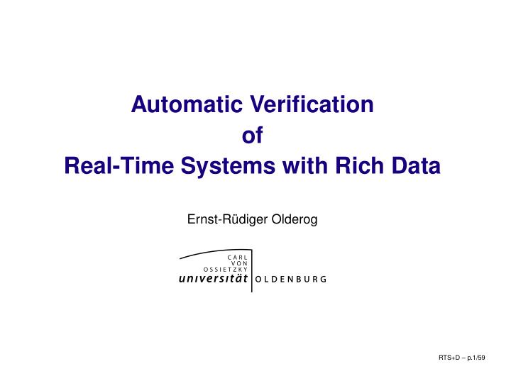 automatic verification of real time systems with rich data