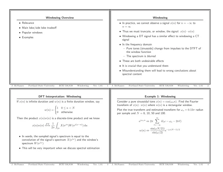 windowing overview windowing relevance in practice we