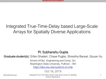 Integrated True-Time-Delay based Large-Scale  Arrays for Spatially Diverse Applications  PI:  I: Su