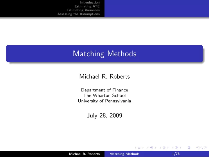 matching methods