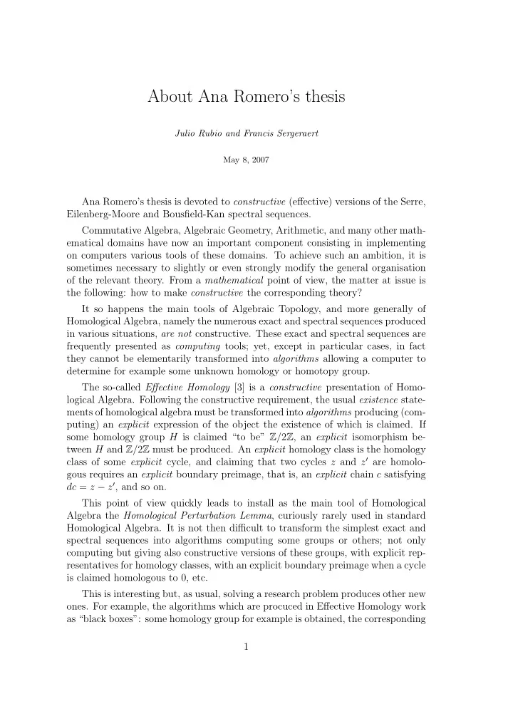 about ana romero s thesis