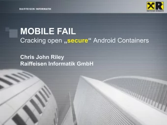 @ ChrisJohnRiley &gt; whoami  IT Security Analyst / Security Consultant  Raiffeisen