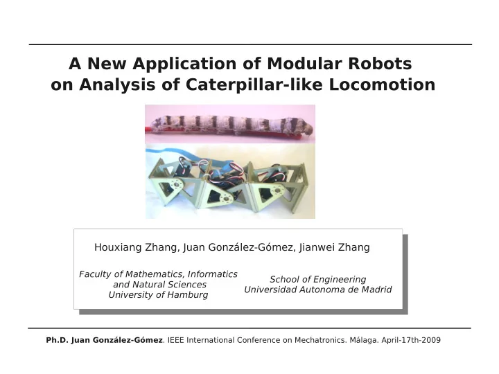 a new application of modular robots on analysis of
