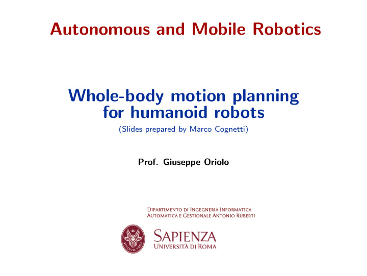 autonomous and mobile robotics whole body motion planning