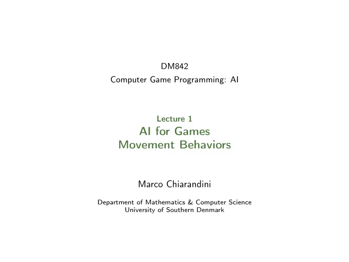 ai for games movement behaviors