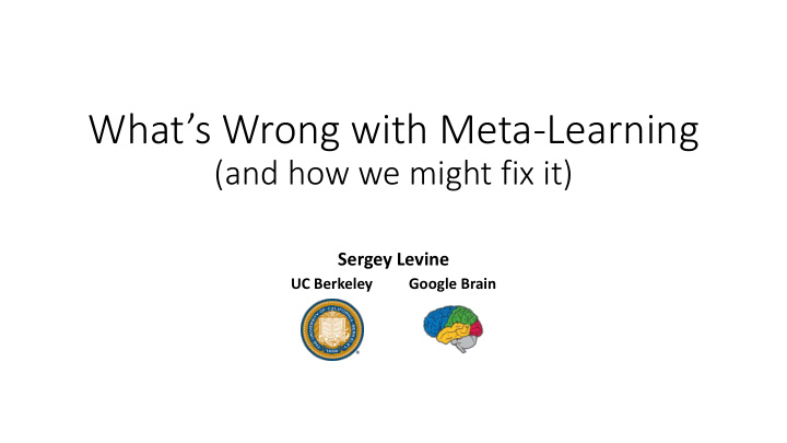 what s wrong with meta learning