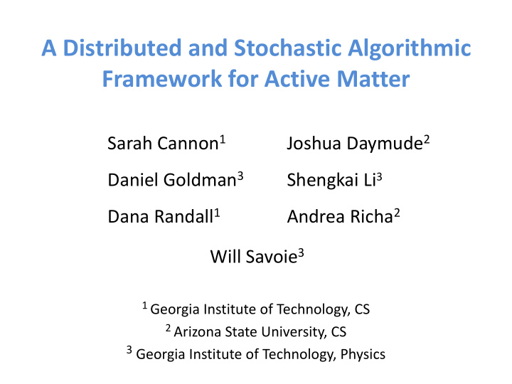a distributed and stochastic algorithmic framework for